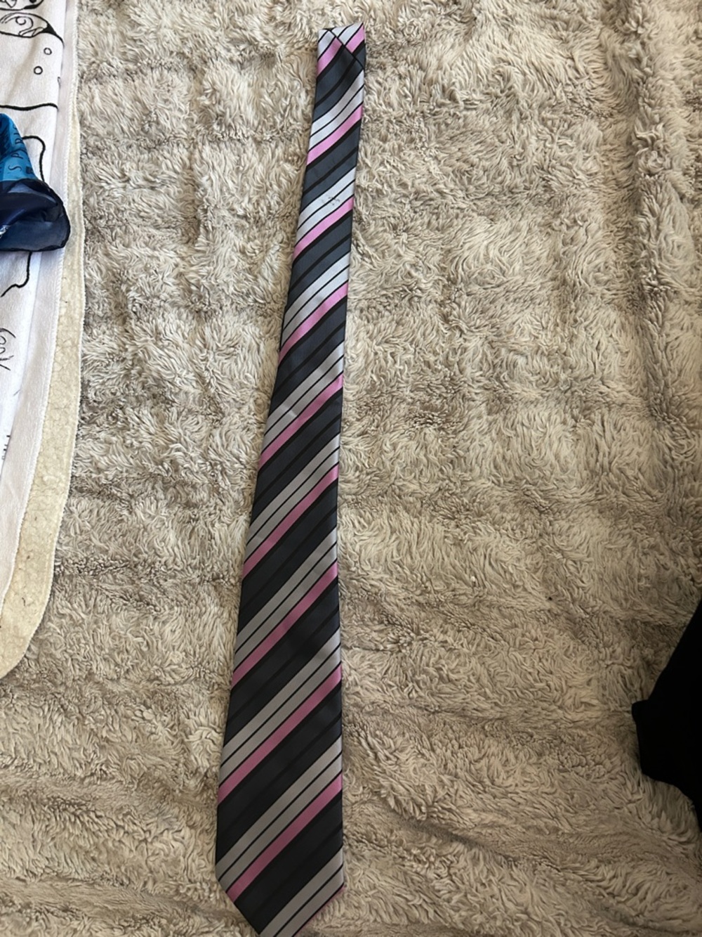 Striped Pink Gray Black Men's Hugo Boss Tie